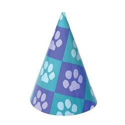 US Toy Dozen Paw Print Design Paper Party Hats With Chin Straps