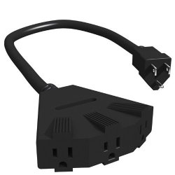 Stanley 30669 Pro Block 2 Grounded 3-OUTLET Outdoor Extension Cord 2-FEET Black