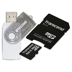 Digitaletc 4GB Transcend Class 10 Micro Sd Card With Adapter And 9-IN-1 High-speed USB Card Reader Set