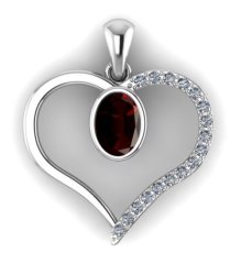 Cd Designer Jewelry 1.01CT Natural Garnet & Clear Cz Heart Pendant In 925 Sterling Silver