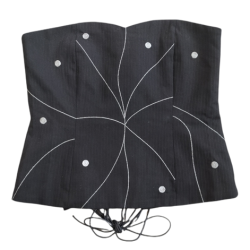 Lace Up Corset With Silver Decorative Stitching - L 12 14