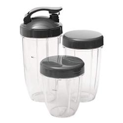 Yongse 3PCS Replacement Cups 32OZ Colossal +24OZ Tall +small CUP+3 Lids For Nutribullet