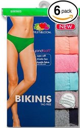 Fruit Of The Loom Women's Beyond Soft Bikini Panties 6 Pack Large 7 Assorted 100% Cotton