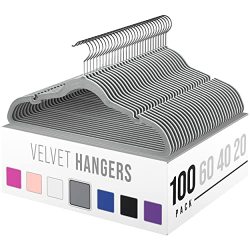 ZenStyle 100 Pack Ultra Thin Velvet Hangers - Non Slip Black