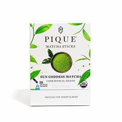 Pique Tea Organic Sun Goddess Matcha Green Tea - Energy Calm Mindfulness - 1 Pack 28 Sticks
