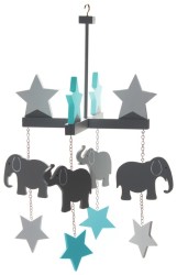 Wooden Elephant Ceiling Mobile With Stars