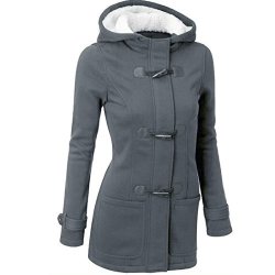 Xuanou XL Hooded Windbreaker Thicken Long Coat Jacket Trench in Dark Grey