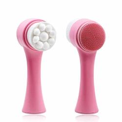 Manual Facial Cleansing Brush 2 In 1 Handheld Double Side Silicone Beauty Cleansing Brush For Deep Cleansing Gentle Exfoliating Skin Massage