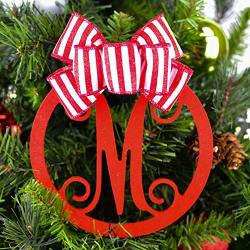 Candy Cane Monogram Ornament Wood Monogram Christmas Decor Many Colors