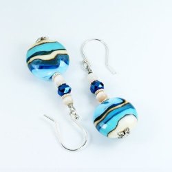 Earrings Murano Glass Beads Hand Made Zimbali Landscape