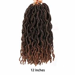 Faux Locs Crochet Braids 12 inches 6packs/Lot Bo Faux Locs Crochet Hair  Curly Dreadlocks Synthetic Braiding Hair Extensions (20 Roots/Pack) #T1B/30