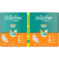 Stayfree Maxi Duo Thick Super Wings Unscented 16 Pads