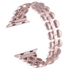 Wearlizer For Apple Watch Bands 38MM For Iwatch Metal Wristbands Replacement Stainless Steel Straps For Womens Mens-pink