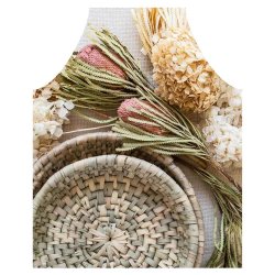 Floral Cream And Grey Basket With Pink Bankseas Apron