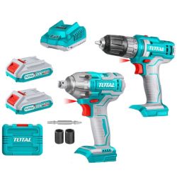 Total Tools - Li-ion Cordless Drill And Brushless Impact Wrench Combo Set