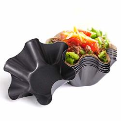 Set Of 6 Non-stick Fluted Tortilla Shell Pans Taco Salad Bowl Makers Non-stick Carbon Steel Tostada Bakers
