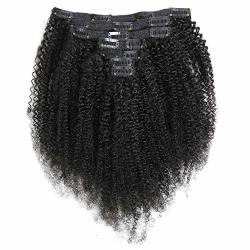 Afro Kinky Curly Hair Extensions Clip Ins For Black Women Human Hair Double Weft Brazilian Virgin Hair Top Grade 7A 7PC SET 12" 100G Natural Black