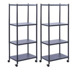 4-TIER Standing Metal Storage Shelf Units With Wheels Set Of 2