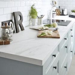 Kitchen Countertop Laminate L300CM X D65CM X H3 8CM White Marble