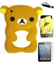 Bukit Cell Tm Brown Bear 3D Cartoon Soft Silicone Skin Case Cover For Apple Ipad MINI 16GB 32GB 64GB Wifi And 4G LTE