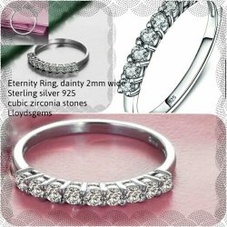 Beautiful 925 Silver Cz Eternity Wedding Ring Size 6 7 8