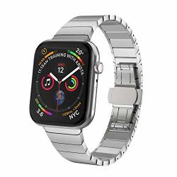 Notocity Compatible Apple Watch 4 3 2 1 42MM 44MM Strap Stainless Steel Wristband With Butterfly Folding Clasp Watch Band Compatible With Iwatch Series 4 3 2 1