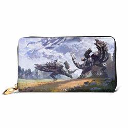 Game Horizon Zero Dawn Wallet Blocking Genuine Leather Wallets Double Zip Wallet Organizer Clutch Bag Credit Card Holder Large Capacity Purse Phone Bag For