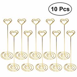 Bestoyard 10PCS Place Card Holder Heart Shape Picture Stand Note Clip Wedding Party Favor Gold