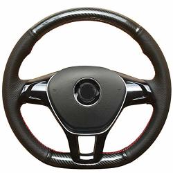 Mioahd Carbon Black Fiber Leather Car Steering Wheel Cover For Volkswagen Vw Golf 7 GTI Golf R MK7 Vw Polo GTI Scirocco 2015 2016