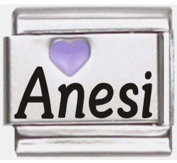 Anesi Purple Heart Laser Name Italian Charm Link