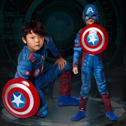 Captain America Muscles Costume For Kids - Age 6-7