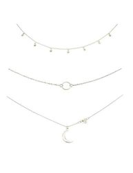 Rostivo Star Necklace Choker For Women Girls Moon Necklace Pendant Dainty Simple Circle Choker Necklace Set 3 Pack Silver