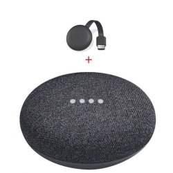 Google Home Mini Smart Speaker in Charcoal Plus Google Chromecast 2018 in Black