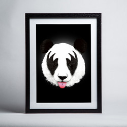 Robert Farkas Kiss Of A Panda Framed Print A2 Black