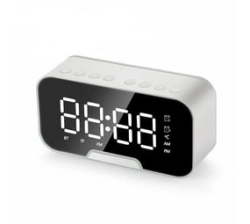 Alarm Clock Speaker With Mirror - White