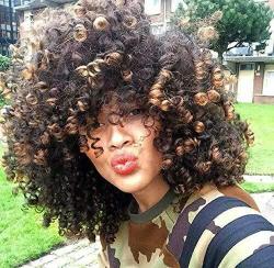 Short Goodly Afro Curly Wigs With Bangs For Women Ombre Dark Brown Synthetic Kinky Curly Hair Wig For Black Women Heat Resistant R724 00 Fancy