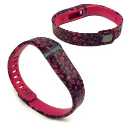 Tuff-Luv Small Adjustable Strap Wristband & Clasp for Fitbit Flex in Skeleton Red