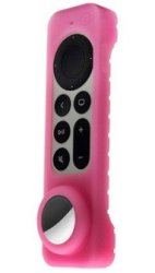 Silicon Cover For Apple Tv Siri Remote 6TH Gen With Built In Apple Airtag Holder Pink