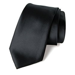Spring Notion Men's Solid Color Satin Microfiber Tie Skinny Black
