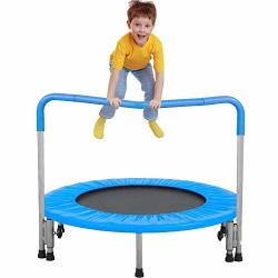 Dkeli MINI Trampoline For Kids And Adults 36 Inch Rebounder Trampoline With Handrail And Safety Pad Cover Round Jumping Trampoline Fitness Equipment For Indoor