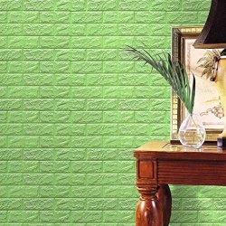 Qisc Home Decoration 3D Self-adhesive Peel And Stick 3D Wall Panels Faux Foam Bricks Wallpaper For Tv Walls sofa Background Wall Decor Green