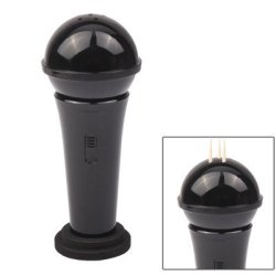 Household Interesting Plastic Microphone Style Toothpick Holder Black