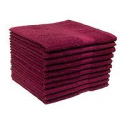 Recycled Ocean& 39 S Yarn Guest Towels 380GSM 33X050CMS Maroon 10 Pack