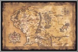 Poster Stop Online The Hobbit the Lord Of The Rings - Framed Movie Poster print Map Of Middle Earth - Limited Dark sepia Edition Size: 36" X
