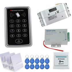 Hfeng Rfid Access Control System Kit Set 125KHZ Reader Keypad Board With Power Supply Controller +electric Drop Bolt Lock+ Door Exit Button Switch 100