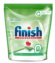 Finish Auto Dishwashing All In One Max 0% Tablets - Recyclable Pack - 56'S