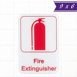Fire Extinguisher Sign - White And Red 9 X 6-INCHES Fire Exit Fire Safety Signs By Tezzorio
