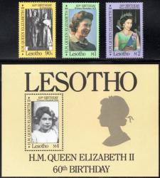 Lesotho - 1986 60th Birthday Of Qe Ii Set & Ms Mnh Sg 701-704