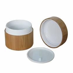 1PCS 100ML 3.4OZ Refillable Bamboo Cream Jar Cosmetic Container Jar Organizer Case Dispenser Bottle With Liners And Bamboo Screw Lid For Ointments Moisturizer Lotion
