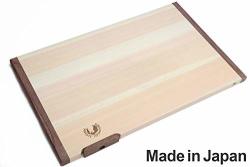Yoshihiro Hinoki Cypress Anti-bacterial Japanese Natural Wooden Professional Grade Cutting Board With Anti Twisting Walnut Rim Medium